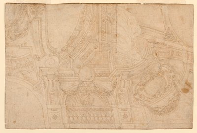 Tekening, beschilderd plafond, midden 18e eeuw door Mauro Antonio Tesi