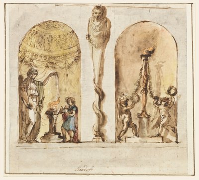Tekening, geschilderde wanddecoratie, 1800-1830 door Mauro Gandolfi