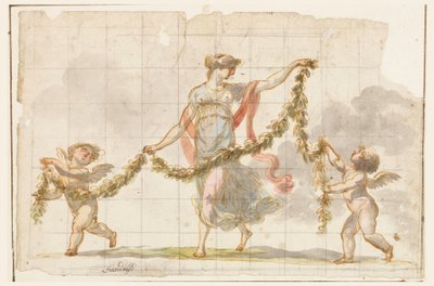 Tekening, Muurschildering, ca. 1820 door Mauro Gandolfi