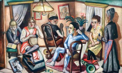 Voor het gemaskerde bal door Max Beckmann