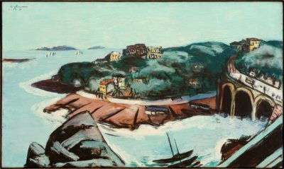 Uitzicht op voorsteden aan zee bij Marseille door Max Beckmann