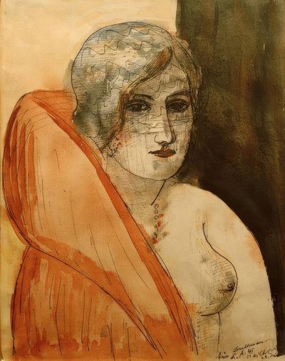 Vrouw in Bont door Max Beckmann