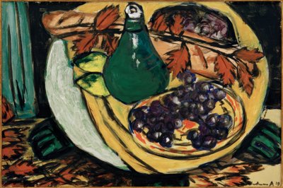Herfststilleven met druiven door Max Beckmann