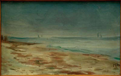 Zee-strand, bruin en grijs door Max Beckmann