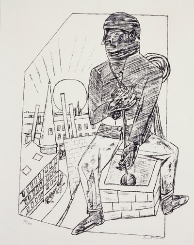 De Schoorsteenveger, door Max Beckmann (1884-1950), lithografie. Duitsland, 20e eeuw. door Max Beckmann