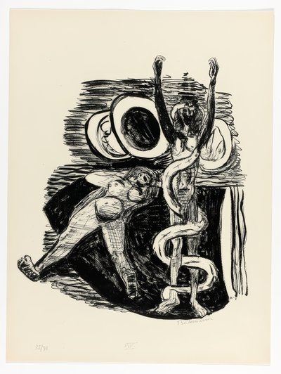 De val van de mens, plaat 14 uit Day and Dream door Max Beckmann