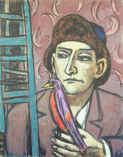 De man met een vogel door Max Beckmann