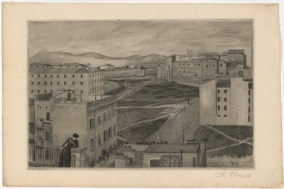 Uitzicht vanuit het atelierraam in Rome door Max Klinger
