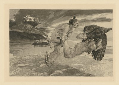 De ontvoering van Prometheus (uit: Opus XII. Brahmsfantasie) door Max Klinger
