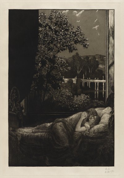 Nacht (Geluk) door Max Klinger