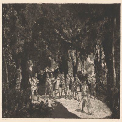 Simplicius onder de soldaten door Max Klinger