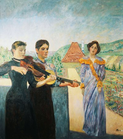 Drie Vrouwen in de Wijngaard; Drei Frauen im Weinberg, 1912 door Max Klinger
