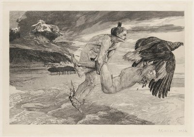 Ontvoering van Prometheus, plaat 14, Fantasie van Brahms, Op. XII door Max Klinger