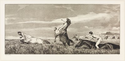 Vervolgde centaur (Intermezzi, opus IV, blad 3) door Max Klinger
