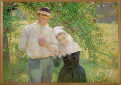Spaziergang im Garten - Een wandeling in de tuin ... (schilderij op doek) door Max Kurzweil