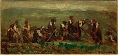 Arbeiders in het bietenveld - compositiestudie door Max Liebermann