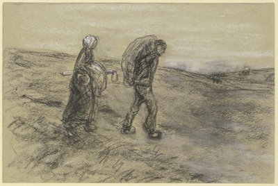 Arbeider die met zijn vrouw terugkeert van het veldwerk door Max Liebermann