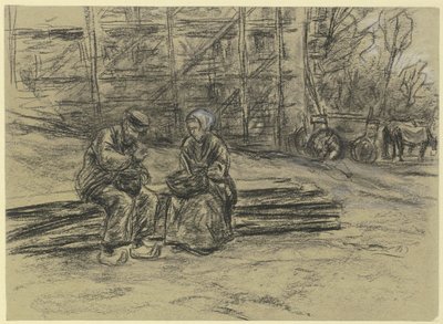 Een arbeider die zijn lunch eet door Max Liebermann