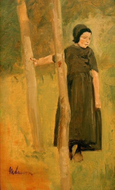 Kind onder bomen door Max Liebermann