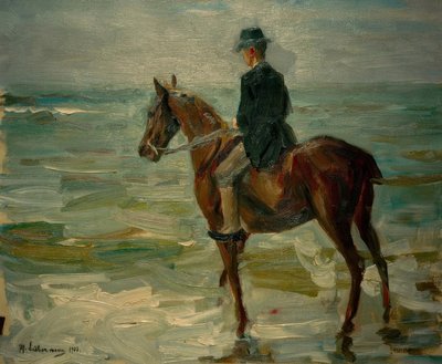 Ruiter aan zee naar links door Max Liebermann