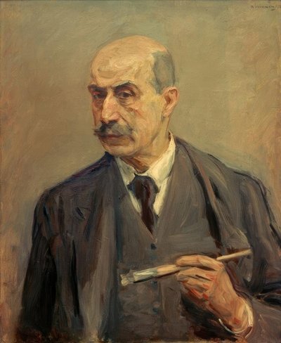 Zelfportret met penseel door Max Liebermann