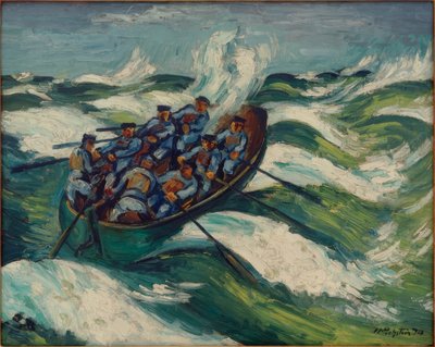 Rettungsboot auf bewegter See von Max Pechstein