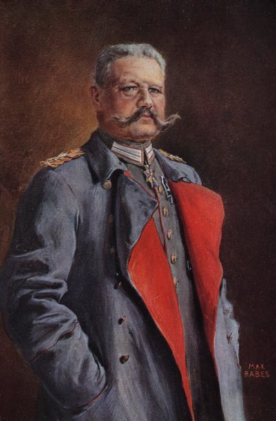 Veldmaarschalk Paul von Hindenburg, commandant van het Duitse leger in de Eerste Wereldoorlog door Max Rabes