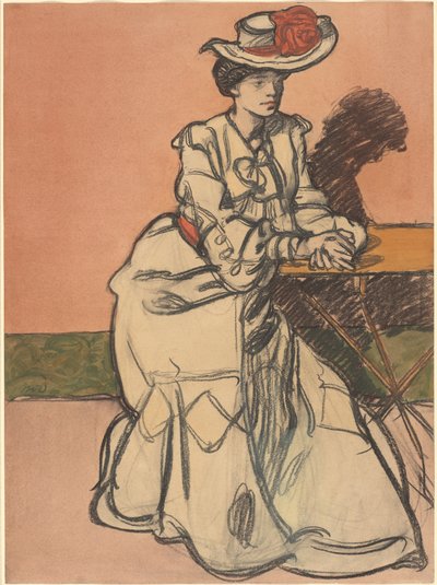 Een Elegante Parisiènne Zittend in een Café door Maxime Dethomas