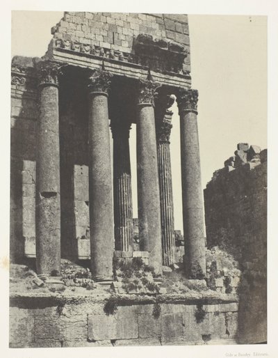 Baalbeck (Heliopolis), Tempel van Jupiter, Gezien vanuit de zuidoostelijke hoek; Syrië door Maxime Du Camp