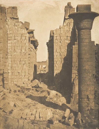 Cour des bubastites en ingang van de Hypostyle zaal van het paleis van Karnak, Thebe, 1849-50 door Maxime Du Camp