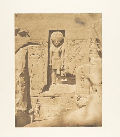 Versiering van de ingang van het grote speos van Abu Simbel (de god Phre ontvangt de offers van Ramses de Grote) door Maxime Du Camp