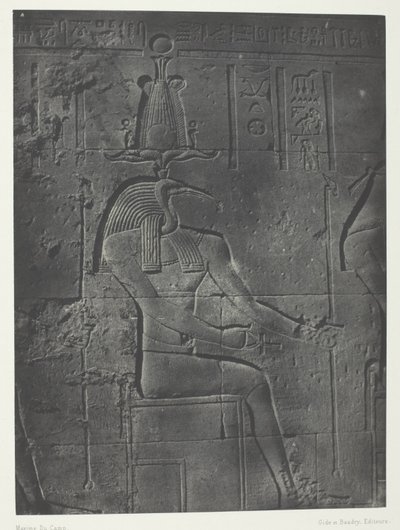 Grote tempel van Isis in Philoe, Tôth Ibiocéphale; Nubië, plaat 79 uit het album "Egypte, Nubie, Palestina en Syrie" (1852) door Maxime Du Camp