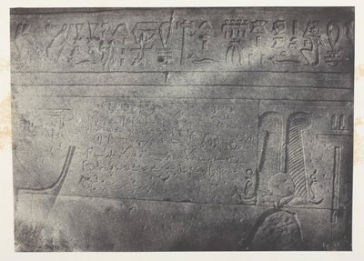 Grote tempel van Isis in Philoe, Demotische inscriptie; Nubië, plaat 76 uit het album "Egypte, Nubië, Palestina en Syrië" (1852) door Maxime Du Camp