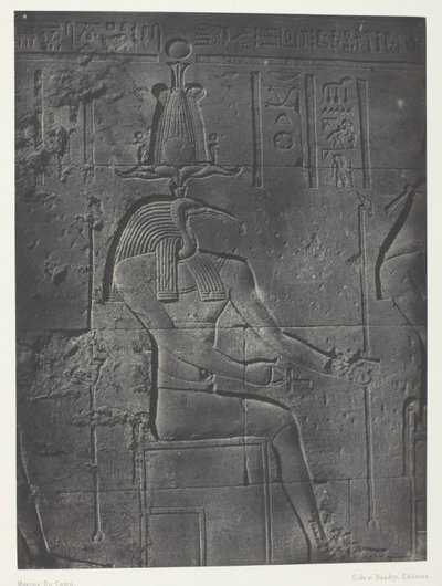 Grote tempel van Isis in Philoe, Tôth Ibiocéphale; Nubië, plaat 79 uit het album "Egypte, Nubie, Palestina en Syrie" (1852) door Maxime Du Camp