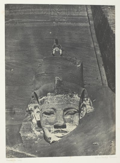 Ibsamboul, Colosse Occidental Du Spéos De Phrè; Nubië, plaat 107 uit het album "Egypte, Nubie, Palestina et Syrie" (1852) door Maxime Du Camp