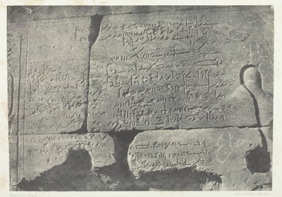 Inscriptie Demotisch, Grote Tempel van Isis in Philae, Nubië, 1849-51, gedrukt 1852 door Maxime Du Camp