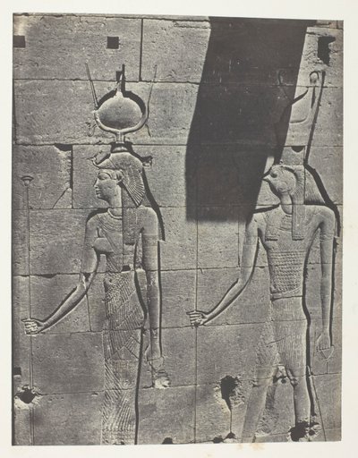 Kalabscheh, Sculptures De La Façade Postérieure Du Temple; Nubie, plaat 92 uit het album "Egypte, Nubie, Palestine et Syrie" (1852) door Maxime Du Camp