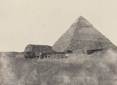 Piramide van Chephren, Midden-Egypte, plaat 10 uit het album "Egypte, Nubië, Palestina en Syrië" (1852) door Maxime Du Camp