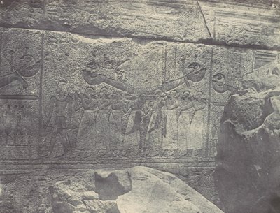 Thebe. Paleis van Karnak. Externe sculpturen van het granieten heiligdom, 1850 door Maxime Du Camp