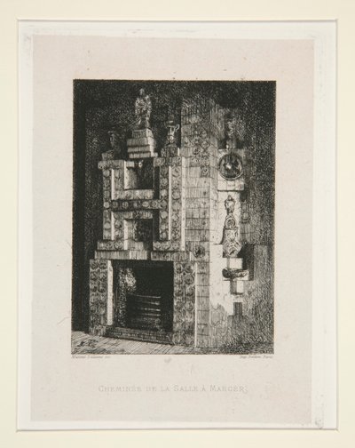 Open haard in de eetkamer, pl. 4 uit de suite Chez Victor Hugo door Maxime Lalanne