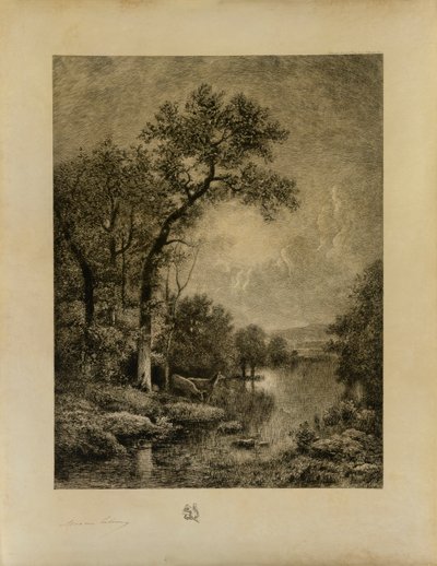Landschap met herten door Maxime Lalanne