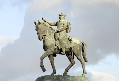 Ruiterstandbeeld van Joseph Joffre (1852-1931), militair, marechal van Frankrijk, Frans bevelhebber in de Slag om de Marne tijdens de Eerste Wereldoorlog, Bronzen sculptuur door Maxime Real del Sarte (1888-1954), door Maxime Real del Sarte