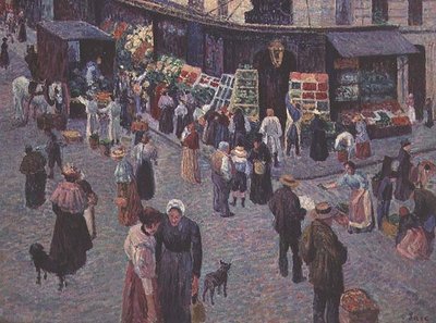 La Rue des Abbesses door Maximilien Luce
