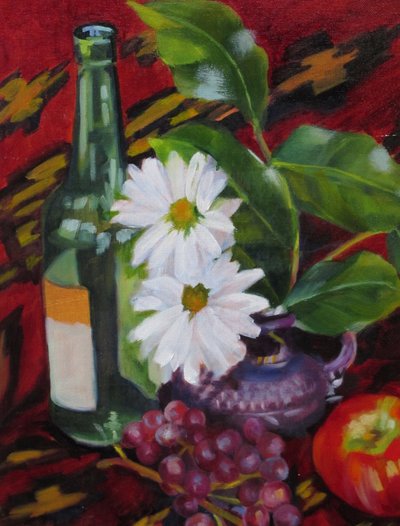 Fles met fruit en madeliefjes door Maxine Shore