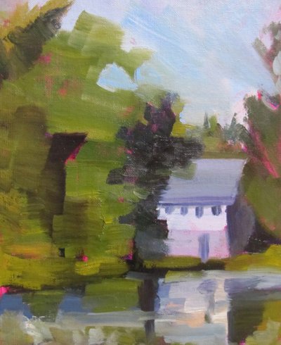 Impressionistisch huis aan het meer door Maxine Shore