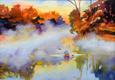 Kajakken in de mistige herfst door Maxine Shore