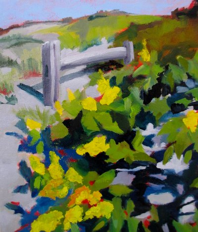Zonnig pad met gele bloemen door Maxine Shore