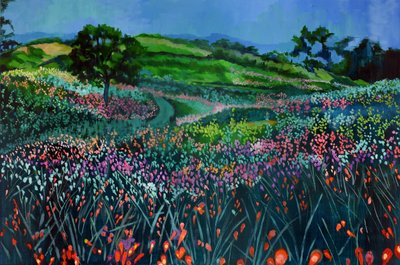 Schemering: Weide met wilde bloemen door Maxine Shore