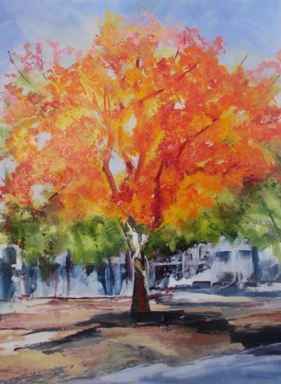 Kleurrijke herfstboom door Maxine Shore