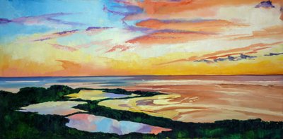 Levendige zonsondergang aan de kust door Maxine Shore